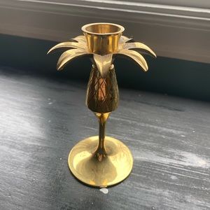 one vintage brass pineapple shaped candlestick holder
